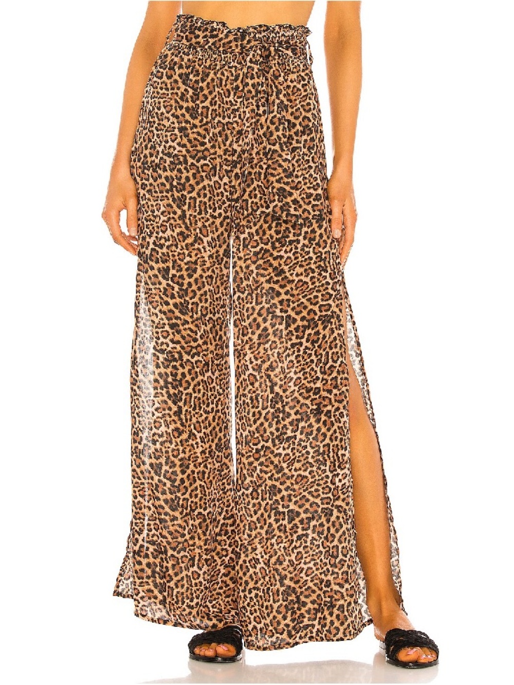 NWT Lovers + Friends Leopard Print Wide-Leg Pants in Tan and Brown
